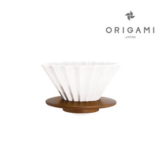 【日本Origami】摺紙濾杯 時尚白 M號<含木座> 送蛋糕濾紙或極萃錐形濾紙 日本美濃燒 世界手沖冠軍指定 正貨