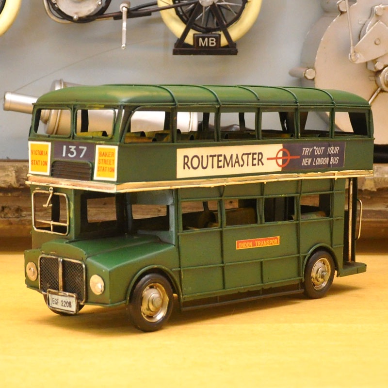 &lt;暖居生活&gt;英國雙層擺設巴士車模型鐵藝復古工業風裝飾品歐美式英倫禮物擺件