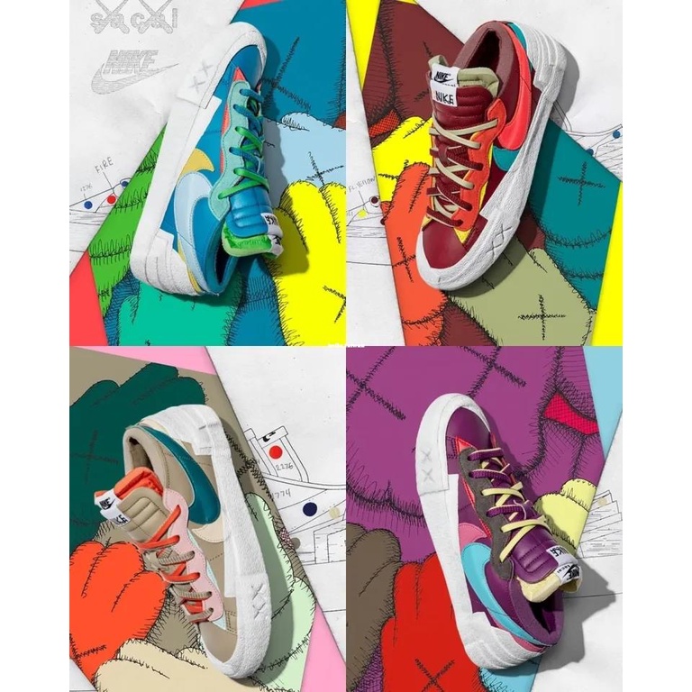 Sacai x Nike Blazer Low 雙勾 解構 休閑滑板鞋 DM7901-500 400