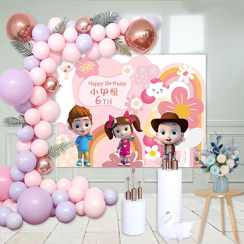 Cocomelon超級寶貝jojo卡通男孩女孩生日海報布置迎賓氣球裝飾品