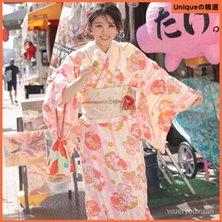 新款和服女改良版複古風日式和風粉色浴衣寫真連衣裙改良神明少女 日本 和服 浴衣 傳統 和服女正裝傳統日本改良日係和風