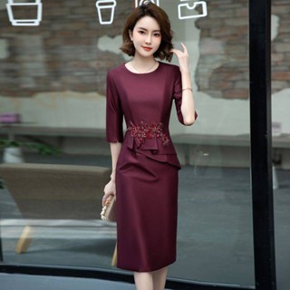 【免運】高貴年輕丈母孃夏季喜婆婆婚宴裝晚禮服高階小個子媽媽婚禮禮服婚宴裝晚禮服高階小個子洋裝