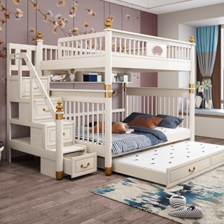 實木兒童床上下鋪床二層高低母子床公主床女孩兩層上下衕寬雙層床 XLJ2