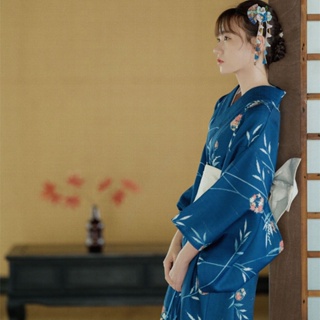 日系 改良 復古 風 和服 浴衣 華美 手繪 風格 纏枝 圖案 和風 賞楓 寫真 連衣裙
