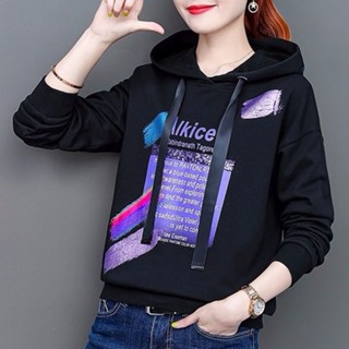 女生帽t 帽t外套 刷毛帽t 連帽衛衣 女生上衣 純棉長袖T恤女春秋款韓版時尚減齡衛衣寬松百搭休閑連帽上衣