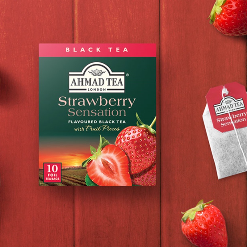 香甜醇厚進口草莓紅茶包10包英國亞曼AHMADTEA水果茶