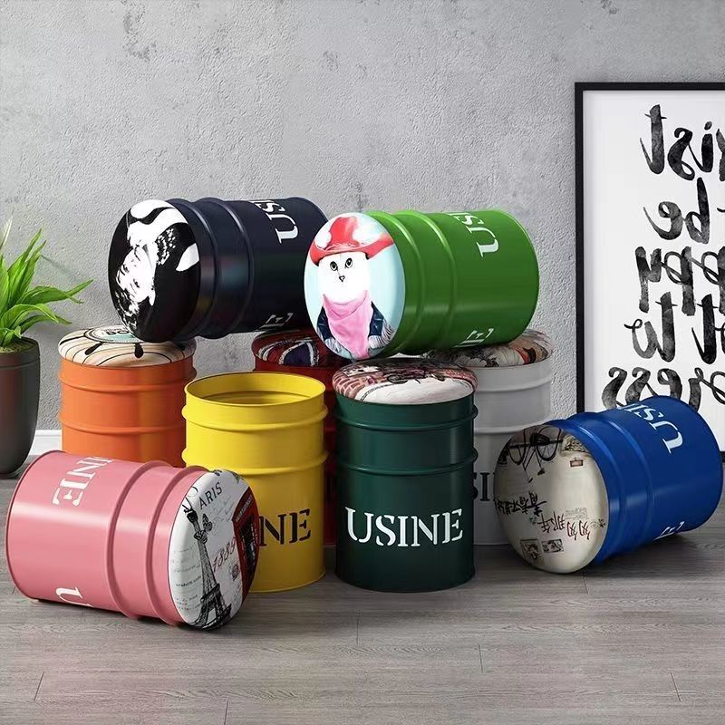 免運#優選#小號鐵桶收納凳油漆凳耐用玩具收納桶凳時尚金屬油漆桶可坐可儲物