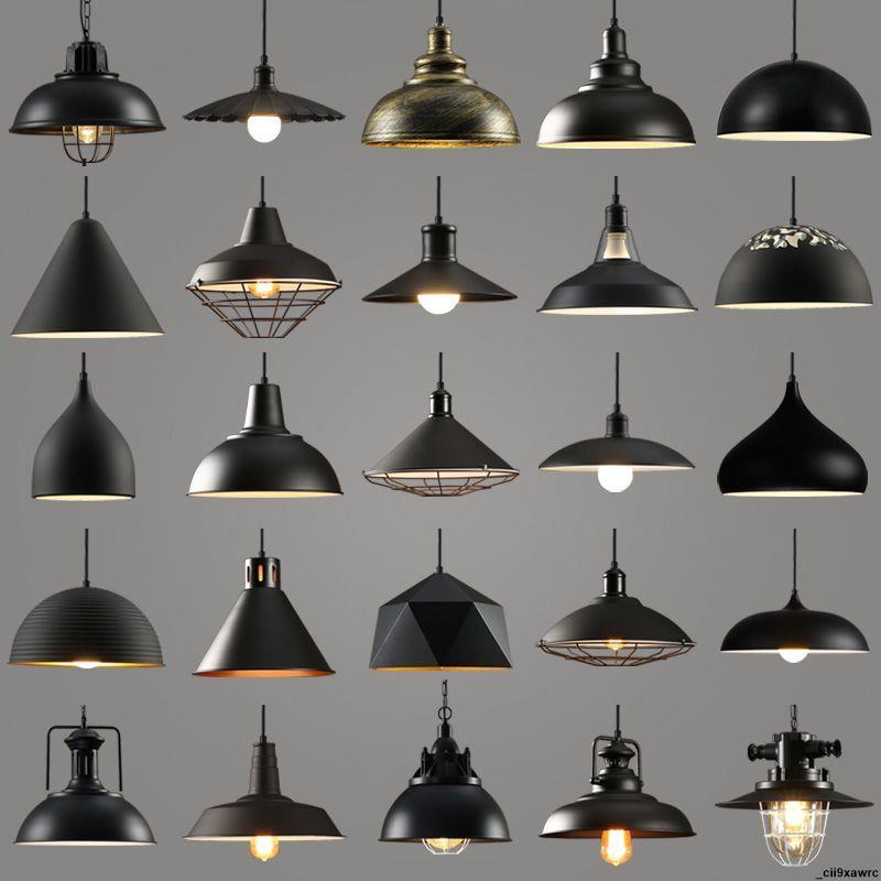 復古燈罩#loft復古黑色鐵藝商用吧臺餐廳飯店裝飾吊燈美式工業風商鋪燈罩