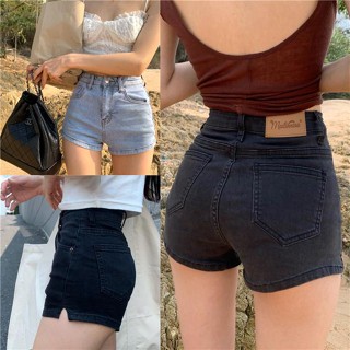 💯優品💯高腰短褲女 顯瘦牛仔短褲女 夏季 新品 復古短褲 chic 緊身 彈力高腰短褲 緊身 闊腿熱褲 潮/低價高品