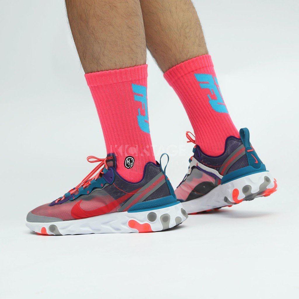 Nike React Element 87 桃紅 紫色 小丑 慢跑鞋 透明鞋【CJ6897-601】