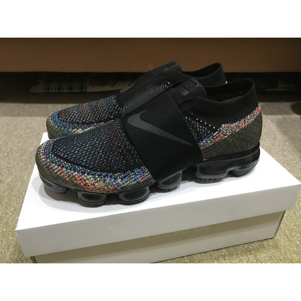 Nike Air Vapormax Flyknit Moc 黑 飛線編織 彩虹 無鞋帶 魔鬼氈 Ah3397-003