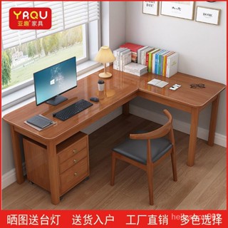 可開發票【免運】實木轉角書桌L型拐角辦公桌傢用學習桌臥室靠墻飄窗寫字桌 桌