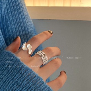 海浪和裙擺 設計感蕾絲鋯石戒指女ins風潮小眾輕奢開口可調節食指戒時尚個性小眾戒圈戒指對戒百搭小眾海洋戒指韓國韓版韓式潮