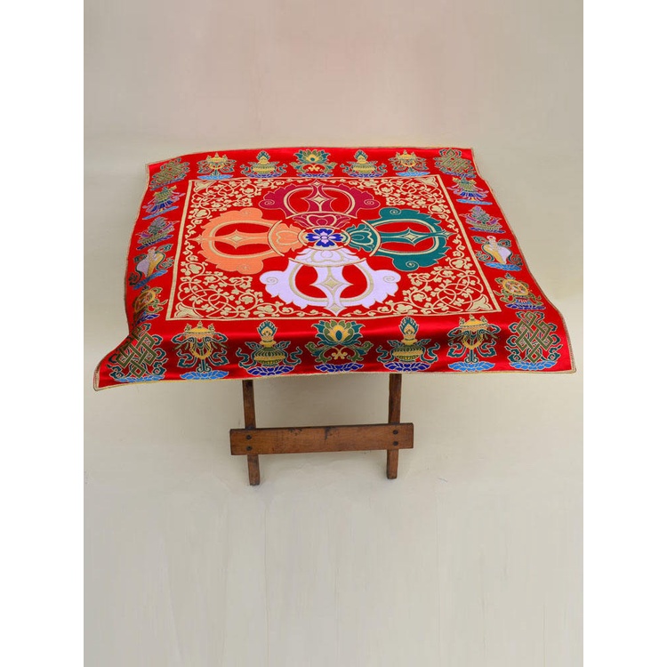 ∏☢☜藏式桌布民族風裝飾紅色黃色十字金剛杵供臺桌墊長方形供奉桌布墊結緣