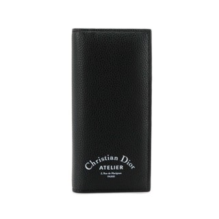 二手 CHRISTIAN DIOR 19S/S ATELIER 粒面感 小牛皮 翻蓋 長夾 錢包