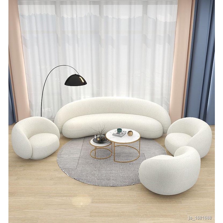 【特價現貨】北歐美容院接待沙發簡約現代客廳小戶型創意圓弧形服裝店沙發網紅 -沙發-沙發椅-椅子