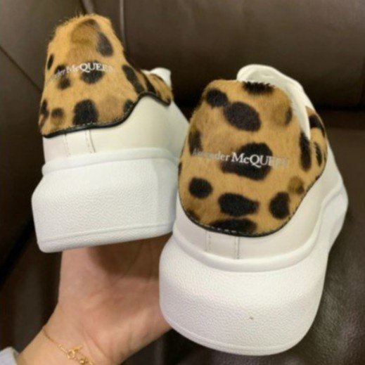 二手 Alexander McQueen Oversize sneakers白色豹紋尾厚底鞋 尺寸齊全 超美