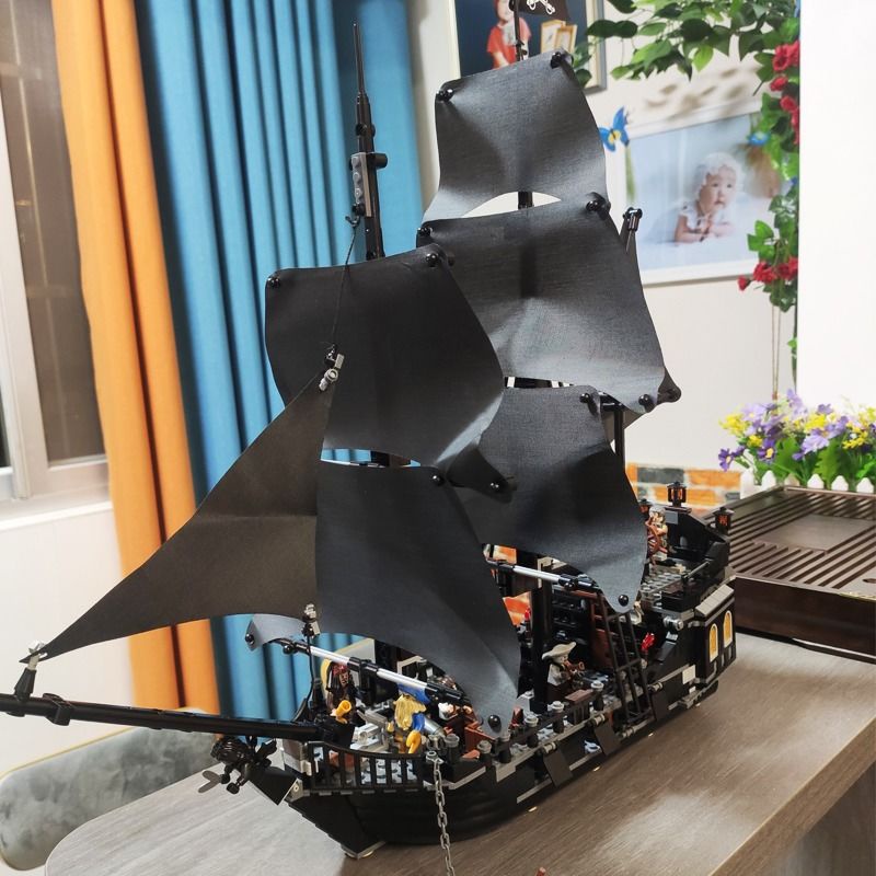 兼容樂高黑珍珠號加勒比海盜船組裝模型 帆船男孩益智拼裝玩具兒童禮物