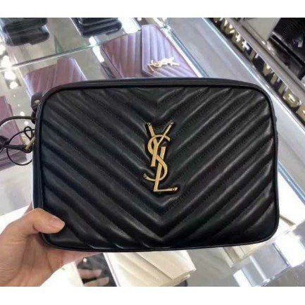 二手 Saint Laurent 相機包 YSL Lou CAMERA Bag 牛皮 黑色 金色 銀色 520534