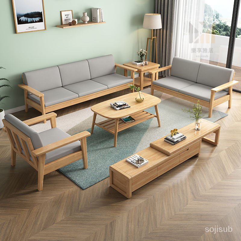 全實木沙髮 北歐客廳沙發 簡約現代小戶型鼕夏兩用民宿沙發 日式沙髮