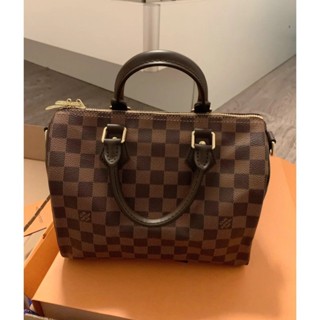 二手 LV SPEEDY 25/30 N41367/ N41368 棋盤格波士頓包 枕頭包 斜背 肩揹包