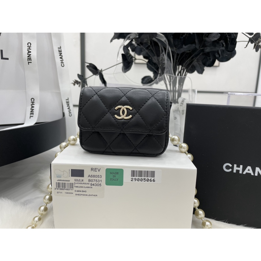 二手香奈兒 Chanel 22p 珍珠鏈條腰包 胸包 鏈條包 A68053
