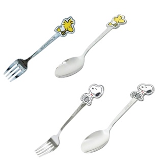 【現貨】小禮堂 Snoopy 兒童造型不鏽鋼湯匙 兒童不鏽鋼造型叉子 14cm