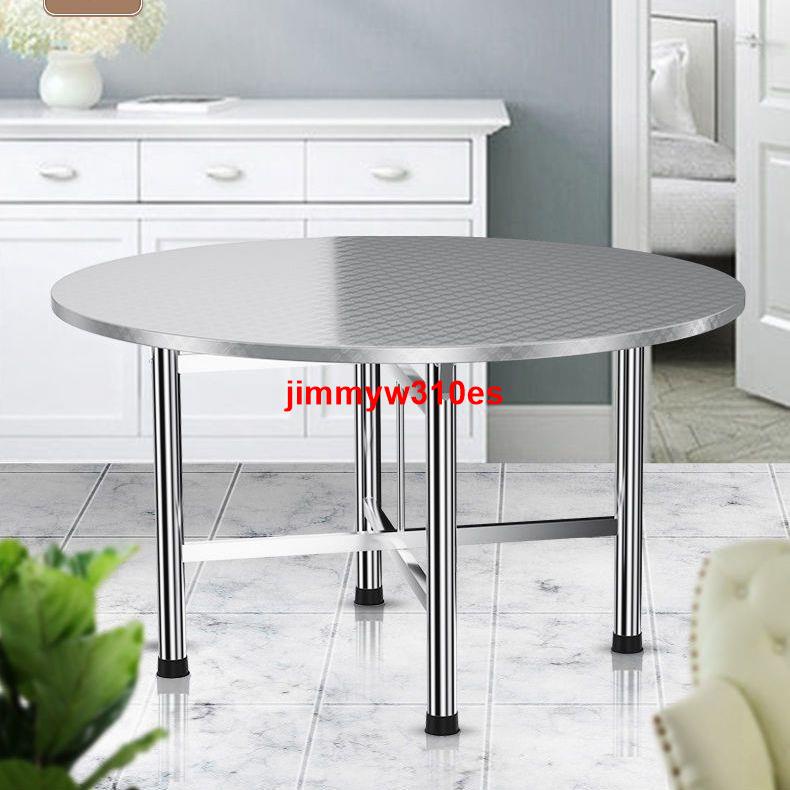304不銹鋼桌子折疊圓桌吃飯桌圓形餐桌餐臺快餐桌家用小戶型
