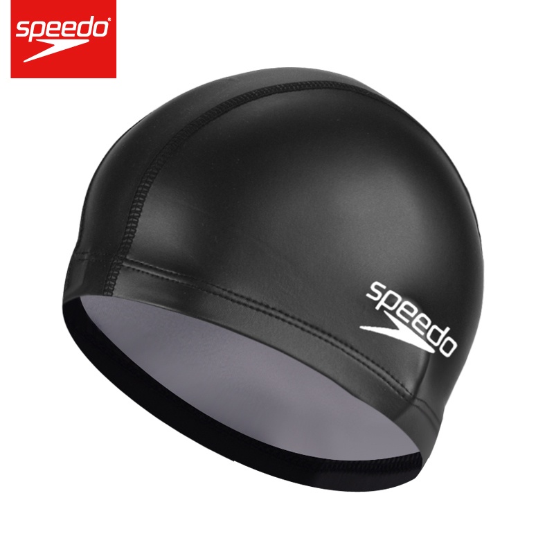 Speedo/速比濤泳帽 布膠雙材質舒適游泳帽 男女通用長發護耳泳帽