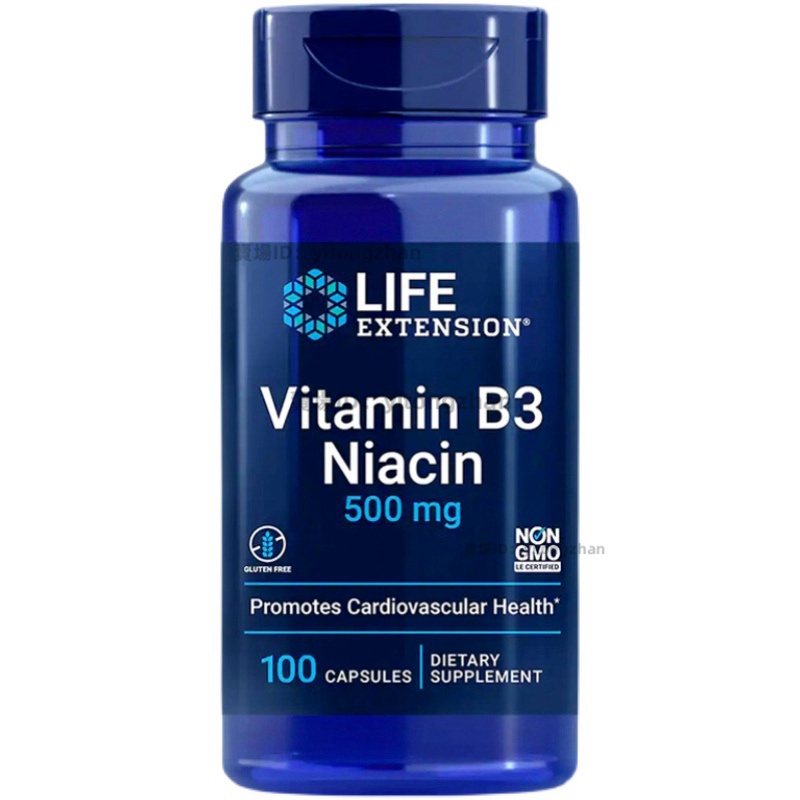 Life Extension 維生素B3 煙酸 尼克酸 Vitamin B3煙鹼痠 500mg*100粒 G-Bella