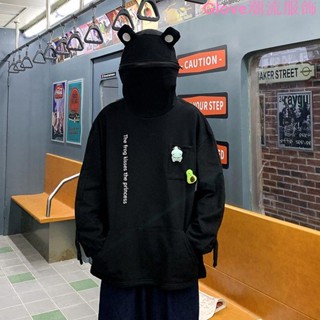 青蛙套頭衛衣炸街高階感上衣2023早春新款男裝網紅情侶裝潮流長袖上衣女秋 寬鬆 大尺碼 長版 韓版 顯瘦 打底衫