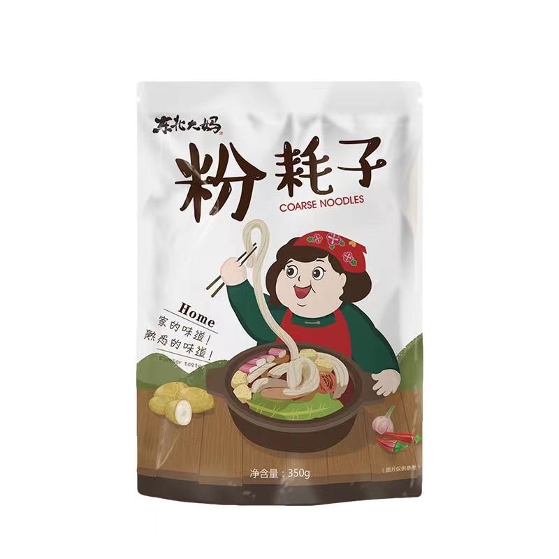 熱銷款東北大媽粉耗子350g 地道帶料包網紅粗土豆粉特粗長待煮面條方便速食 速食年糕 東北特產