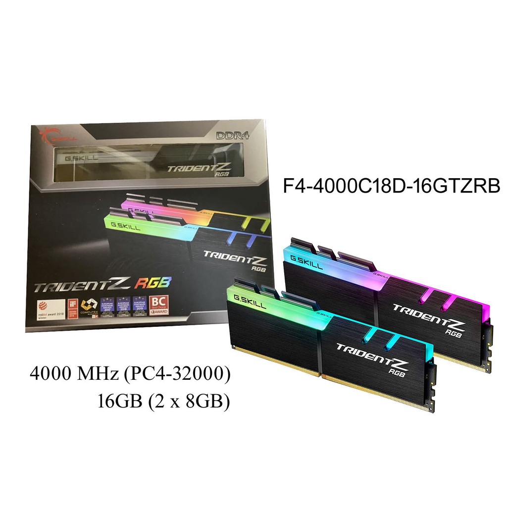 G.Skill Trident Z RGB 16GB(2x8) DRAM DDR4-4000 桌上型記憶體(平行進口)