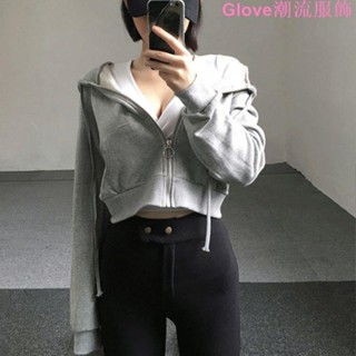 薄款連帽衛衣女春秋裝2022新款韓版學生原宿風短款長袖拉鏈外套女 韓版 寬鬆 大尺碼 外套女 春秋薄款 百搭 長袖上衣