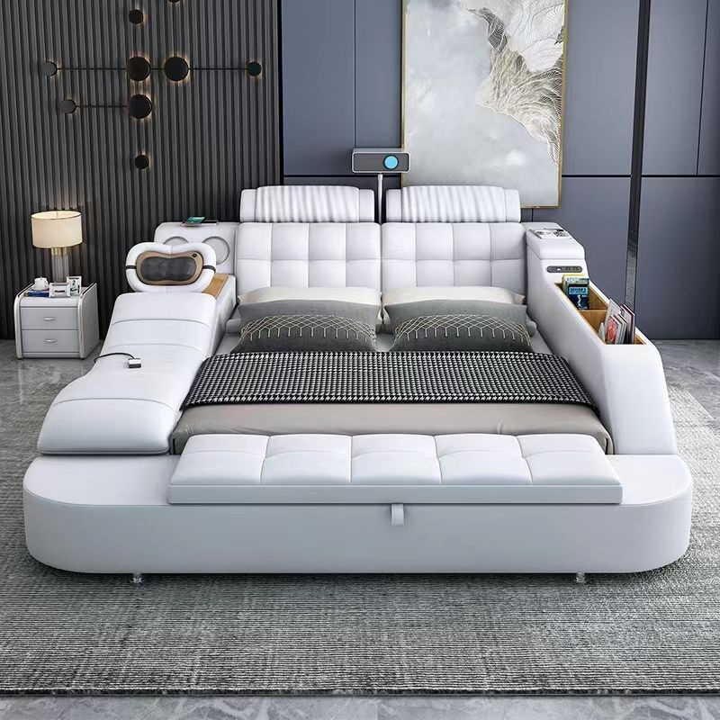 定價投影儀床多功能按摩真皮床榻榻米床主臥床雙人大床1.5米1.8大婚床