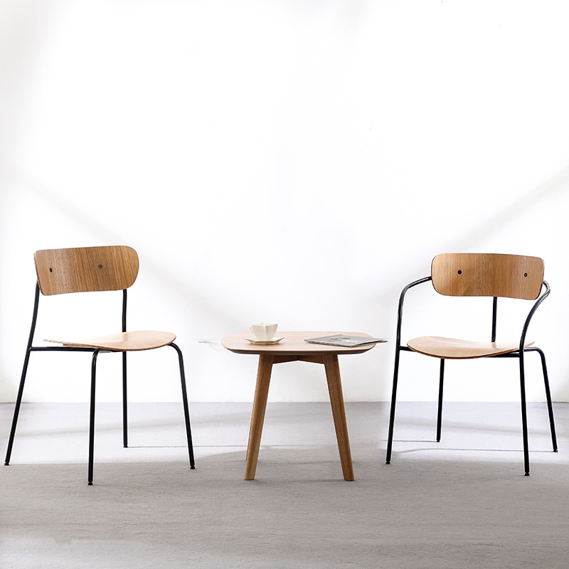 【椅】烏爾班椅 北歐丹麥ins簡約鐵藝實木餐椅傢用商用靠背凳子休閒椅子