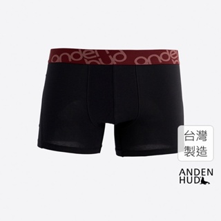 【Anden Hud】男款_Go Bowling!．短版變化平口內褲(黑-紅緊帶) 純棉台灣製