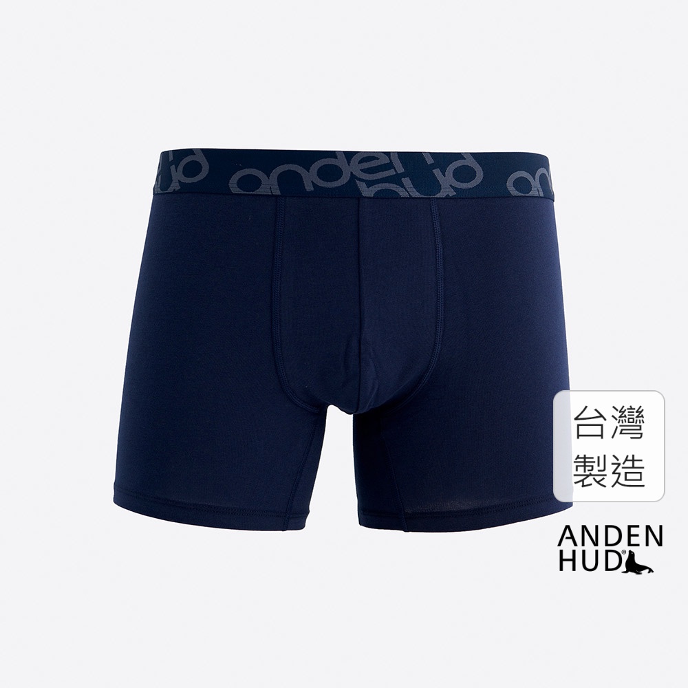 【Anden Hud】男款_Go Bowling!．長版腰帶平口內褲(夜洋藍-藍緊帶) 純棉台灣製