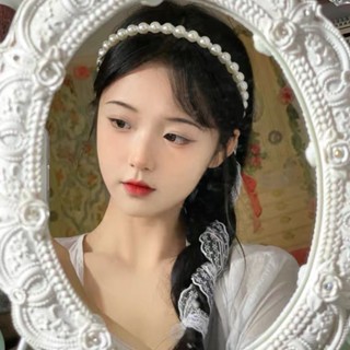 「小熊摘星星」蕾絲珍珠係帶複古髮箍 超僊蝴蝶結飄帶編髮頭箍ins風簡約珍珠髮箍頭箍髮飾頭飾法式氣質復古韓國髮箍韓版韓式