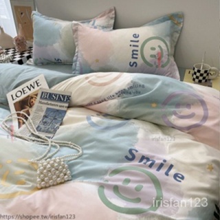 [真的很美] 氣質風 笑臉 微笑 床包 床包組 雙人床包 薄床包 卡通床包 可愛床包 床包組 被套 枕套 床單 寢具