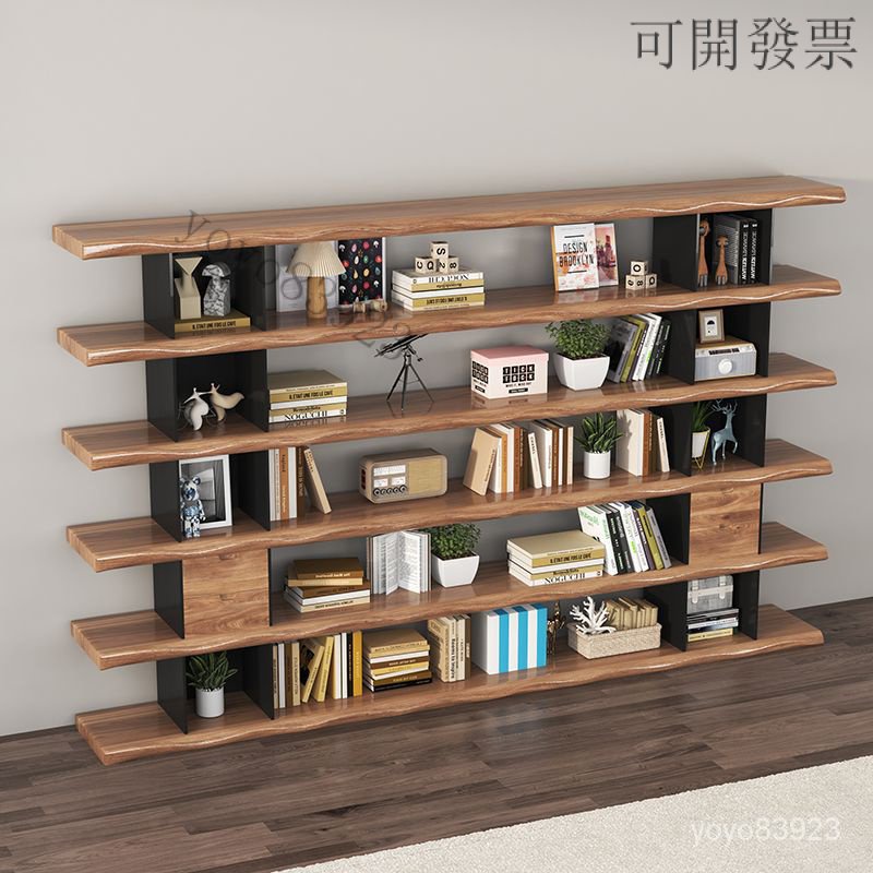 【免運】美式實木書架置物架辦公室落地多層展示收納書櫃一體整靠墻定製架