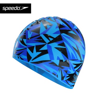 Speedo/速比濤泳帽2022新款男女青少年兒童防水硅膠印花游泳帽