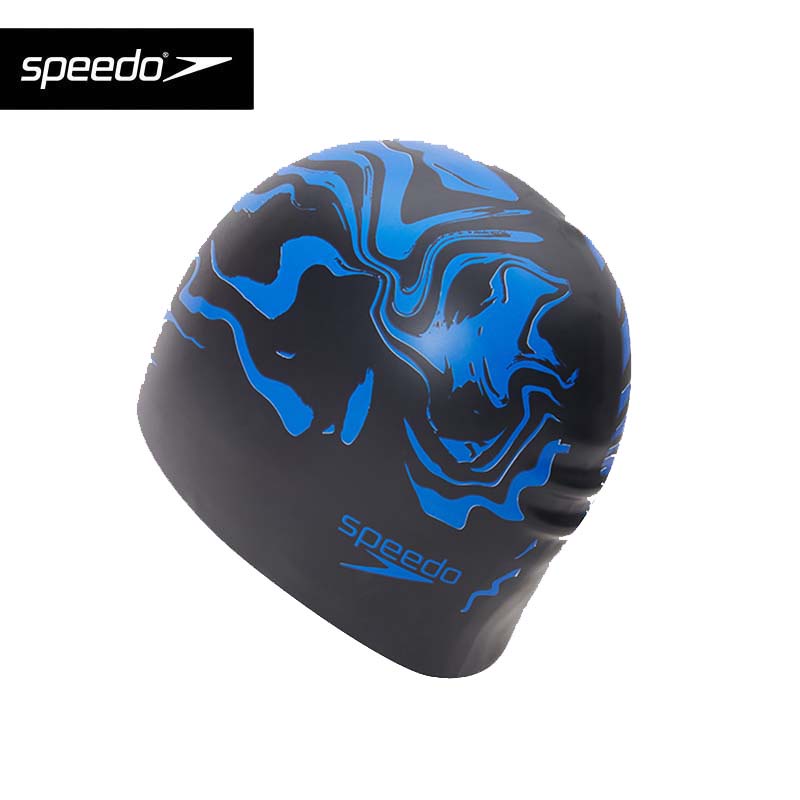 Speedo/速比濤泳帽 2022新款硅膠防水男女長發不勒頭舒適印花泳帽