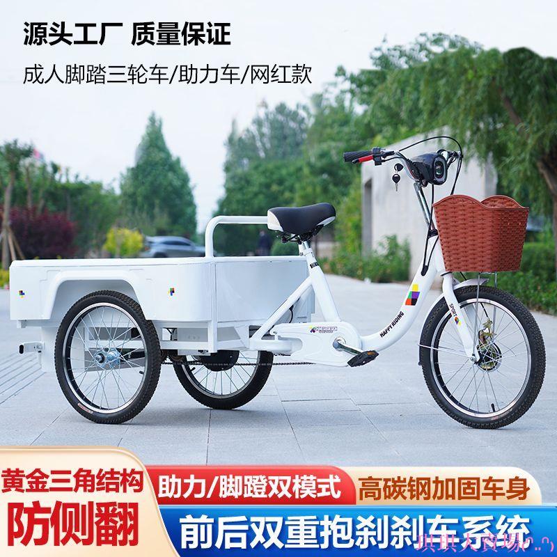 #網紅擺攤三輪車 腳蹬助力三輪車電動助力腳踩兩用擺攤神器網紅款