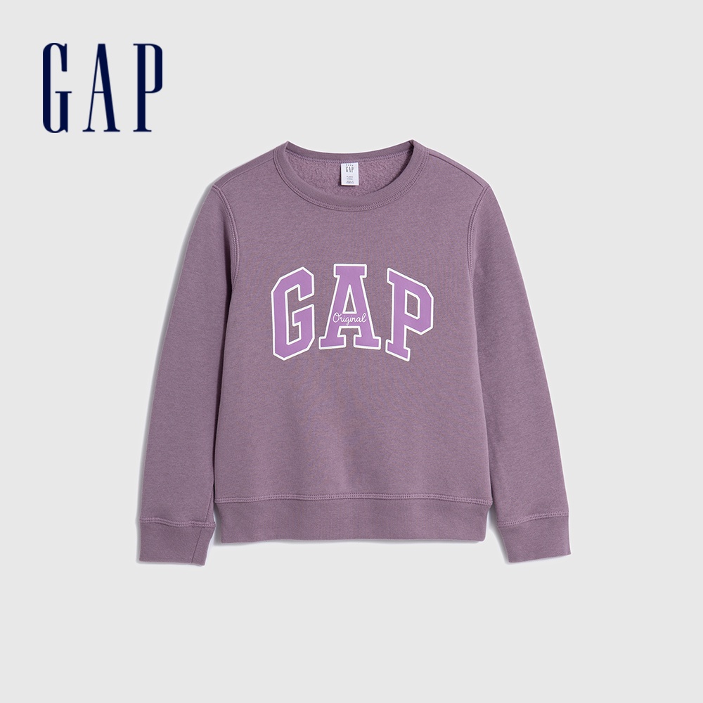 Gap 女幼童裝 Logo圓領大學T-紫色(793888)