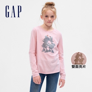 Gap 女童裝 Gap x Disney迪士尼聯名 Logo純棉印花趣味長袖T恤-粉紅色(793886)