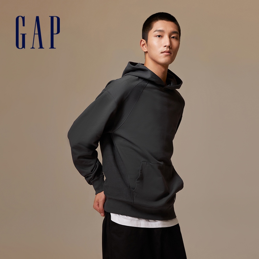 Gap 男裝 Logo純棉帽T-黑色(810630)