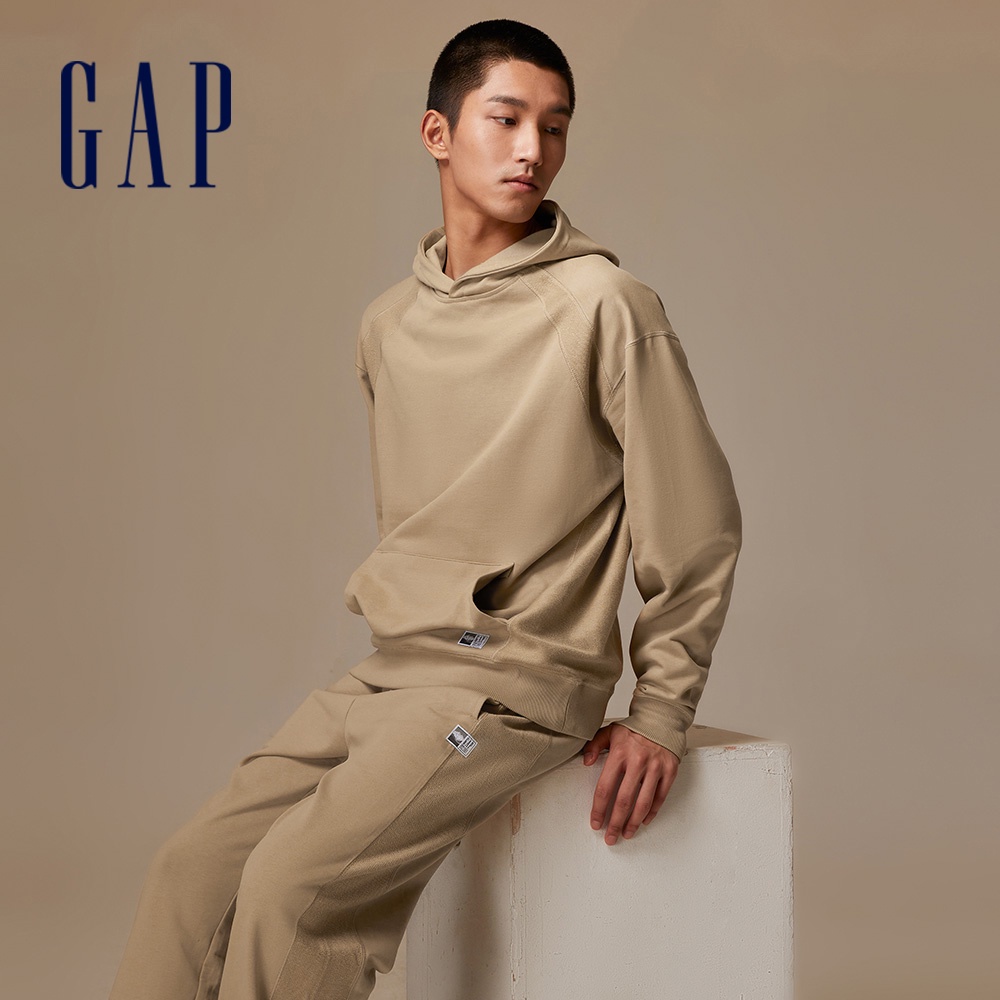 Gap 男裝 Logo純棉帽T-卡其色(810630)