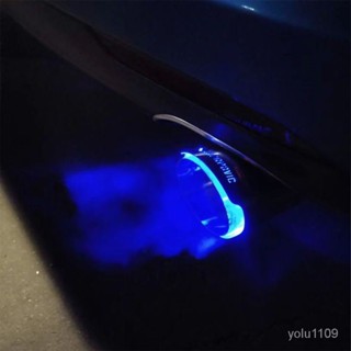 靚車網 汽車配件 汽車改造 改車 尾氣 排氣管 尾喉 汽車用品 汽車改裝不銹鋼碳縴維帶燈髮光尾喉通用排氣管裝飾防護尾嘴尾