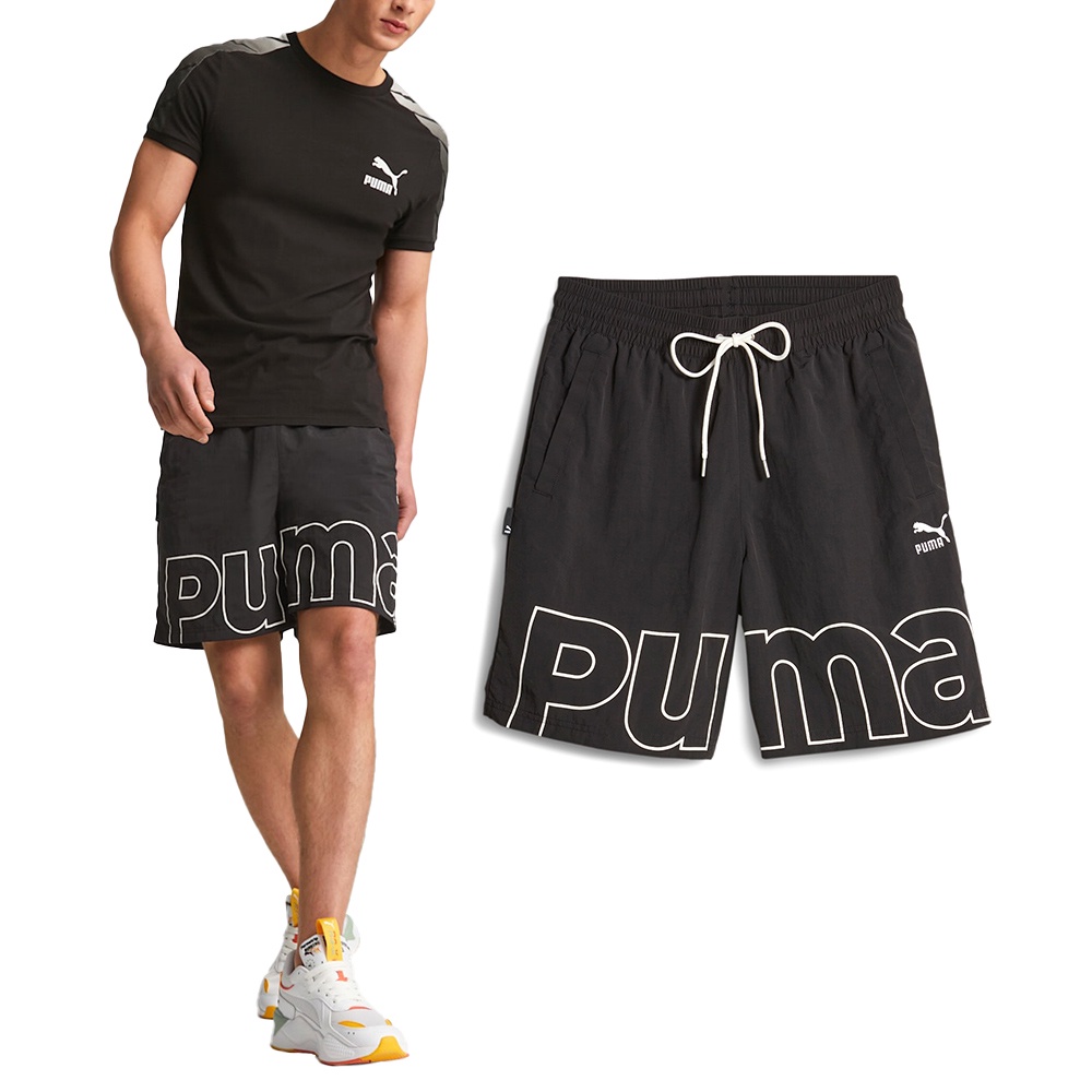 Puma 男 黑色 流行系列 休閒 運動 百搭 短風褲 短褲 62133401